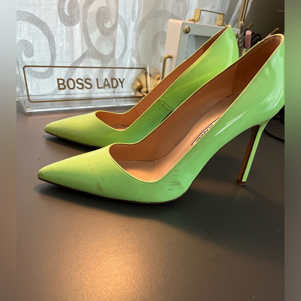 Manolo Blahnik neon pumps